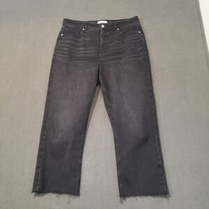 Loft Jeans Womens Size 10/30 The High Rise Strqight Crop Black Raw Hem